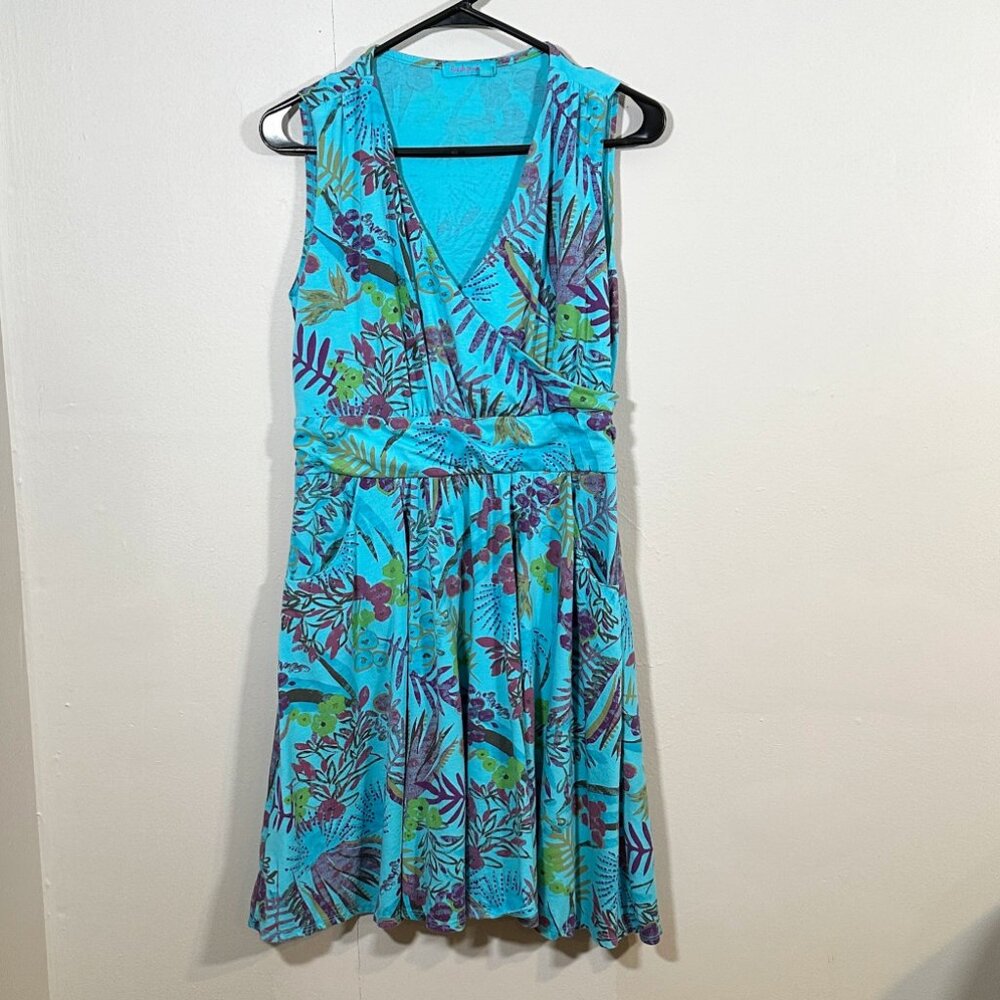 Fresh Produce Surplice Dress Women’s Size Small Tropical Florals Beachy Vacay